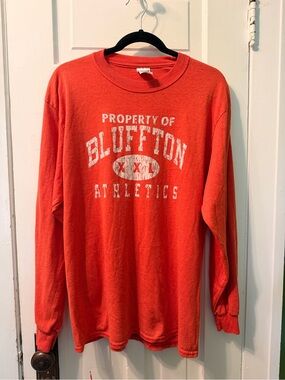 Jerzees Orange Long-Sleeve Crewneck 'Property of Bluffton Athletics'